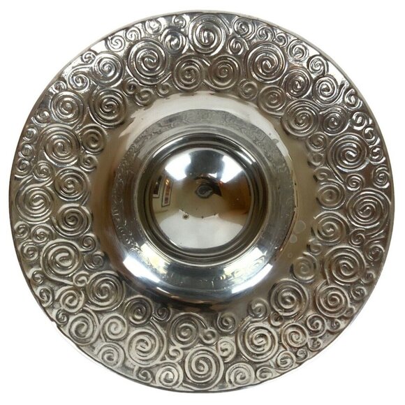 Cast Aluminum Chip Dip Server Shiny Swirl Design Party Entertaining Buffet - Picture 2 of 4